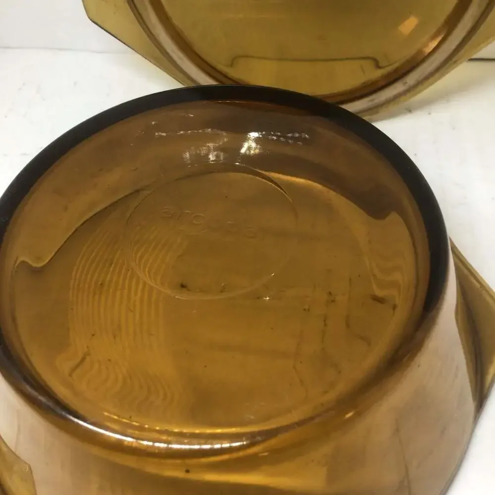 Arcopal France Amber Brown Glass Covered Casserole Dish